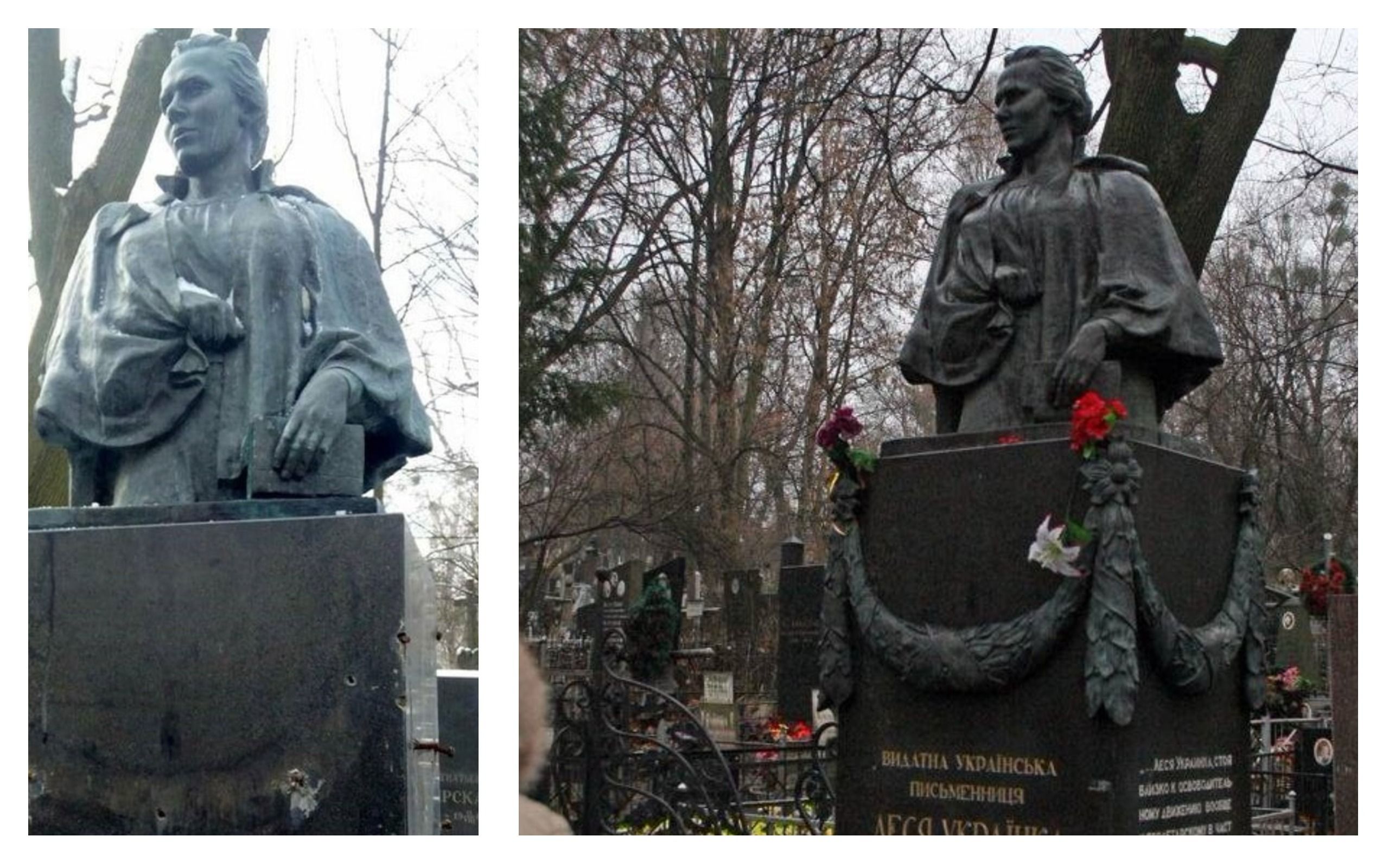 Вандали осквернили могилу Лесі Українки на Байковому цвинтарі