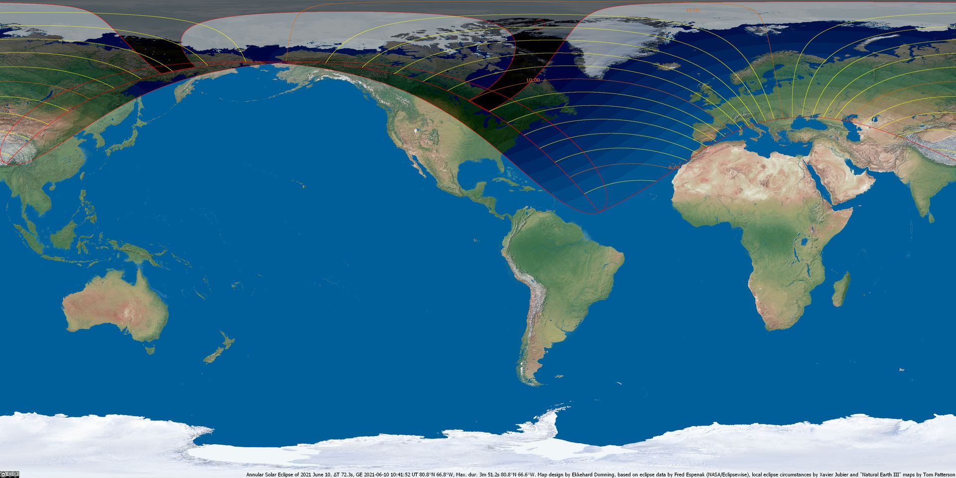 Глобальна карта сонячного затемнення 10 червня