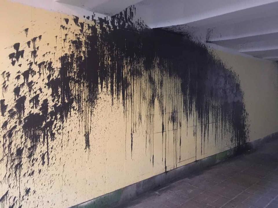 Поліція затримала вандала, який облив фарбою перехід біля Міноборони