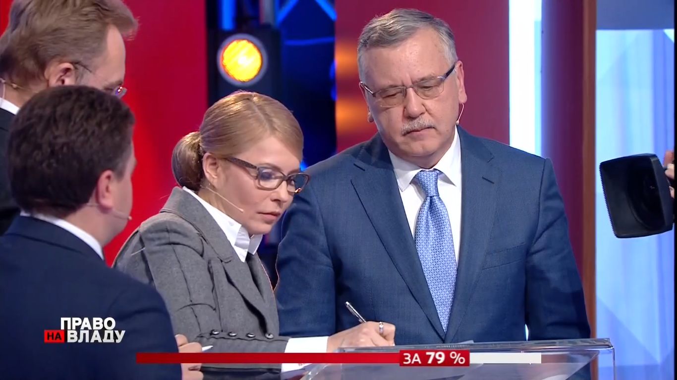 Тимошенко, Садовий, Зеленський і Гриценко підписали меморандум про чесні вибори (відео)