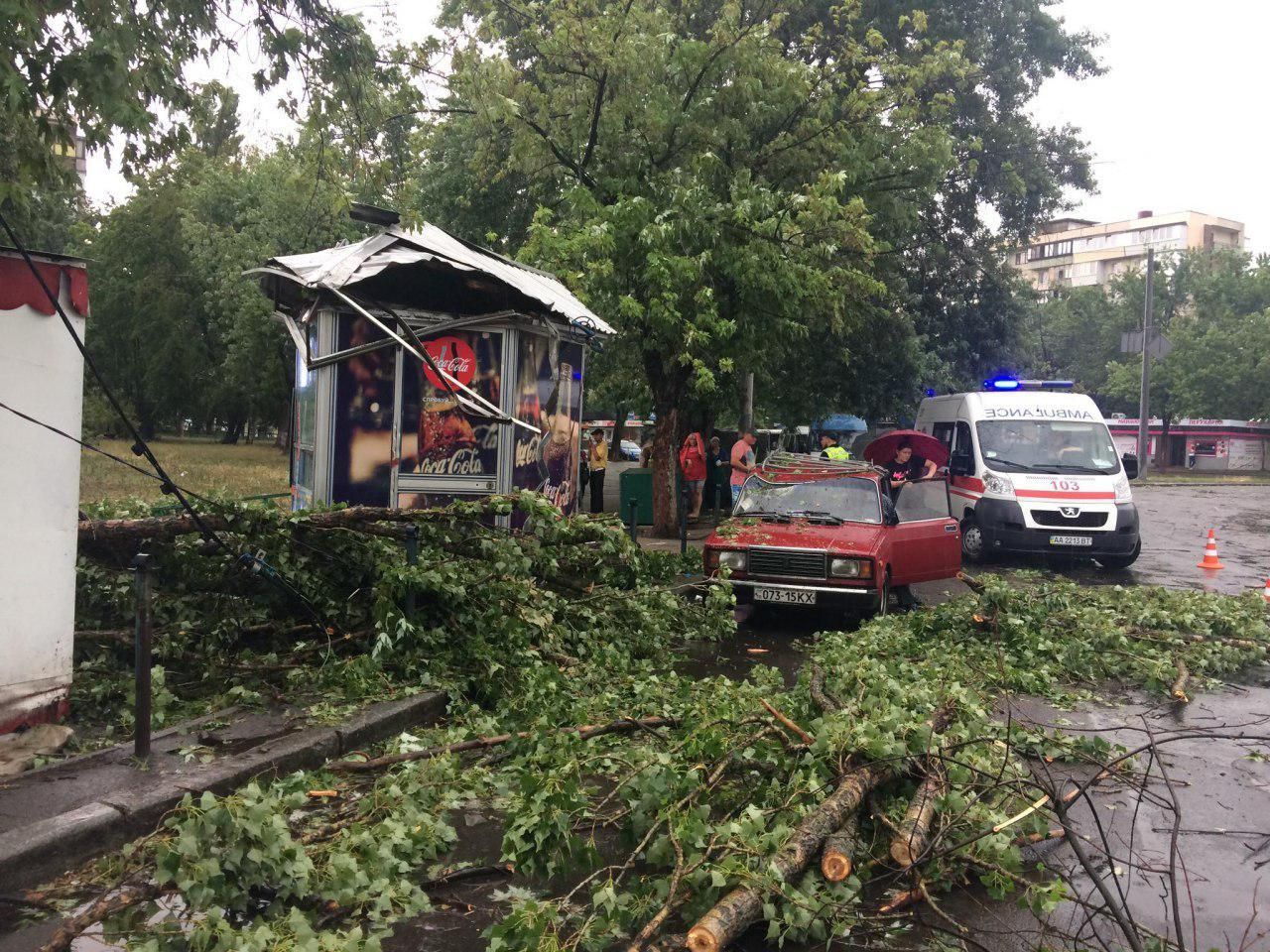 Буревій у Києві: побиті машини та затоплені вулиці (фото, відео)