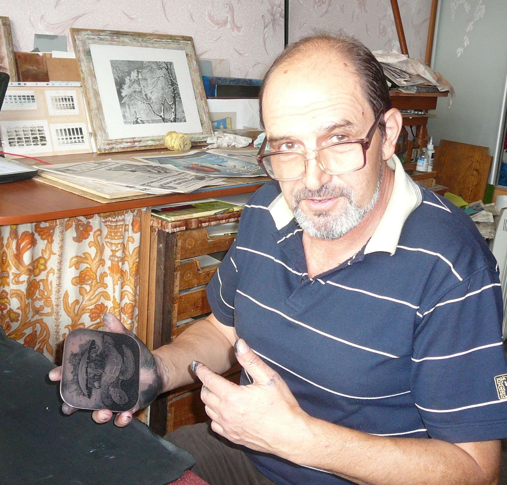 Художник і його матриця: у Полтаві триває виставка відомого графіка Олексія Соболевського