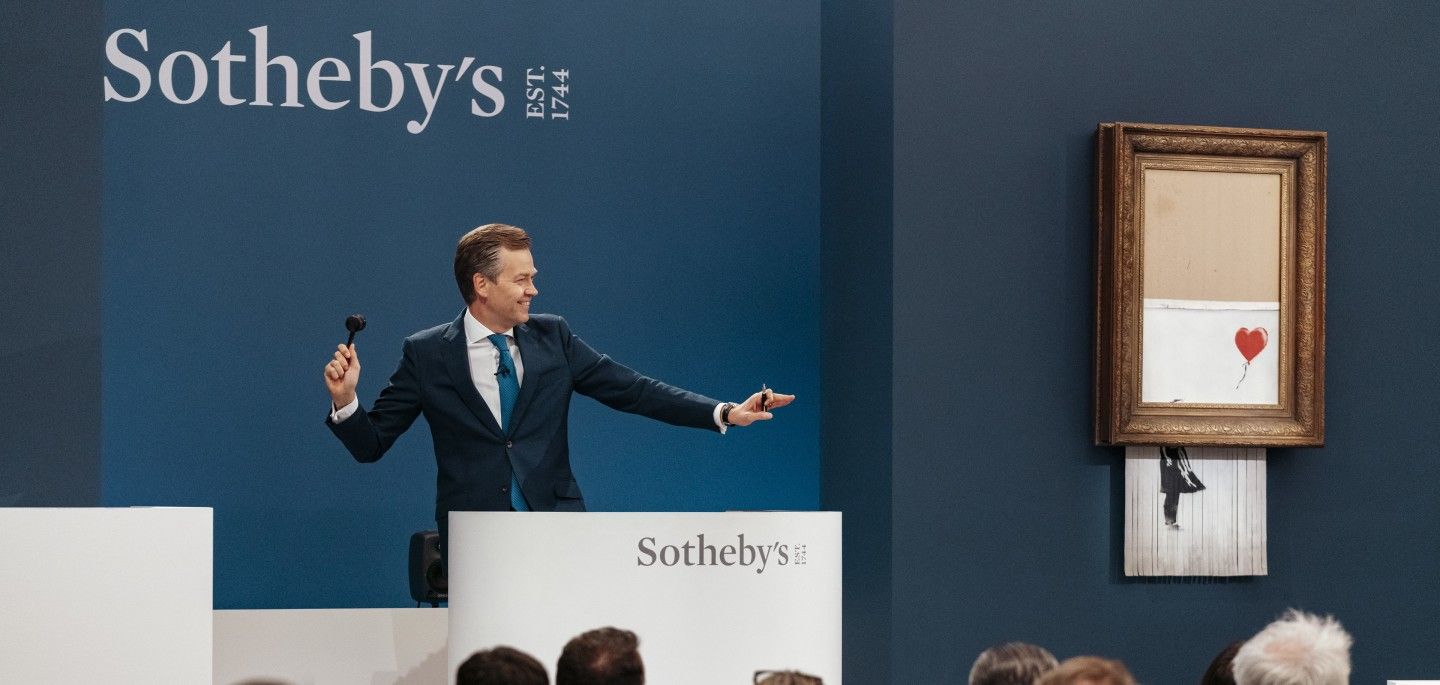 На аукціоні Sotheby's ушкоджену картину Бенксі продали за рекордну суму
