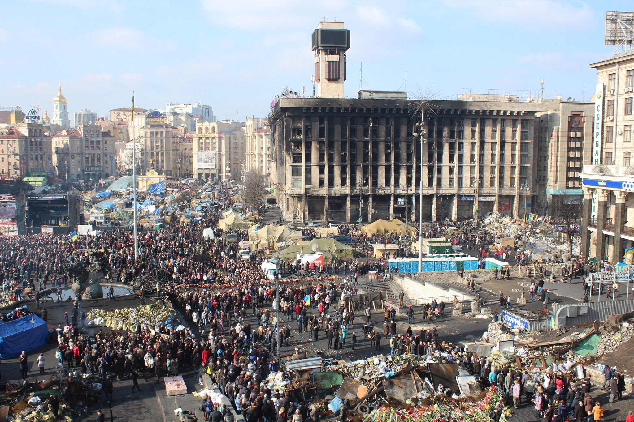Архівне фото з музею: Євромайдан у лютому 2014 року.