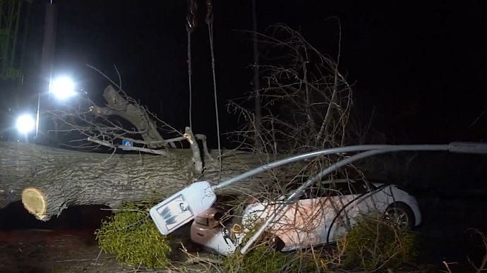 Негода в Києві забрала життя водія й пошкодила десяток автомобілів