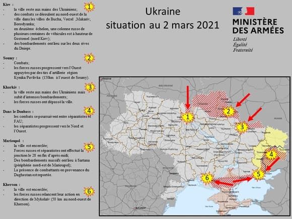 Карта обстановки зіткнень в Україні 2 березня 2022 р.