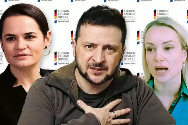 Лауреати «Премії ЗМІ за свободу-2022»: Тихановська, Зеленський і Овсяннікова.