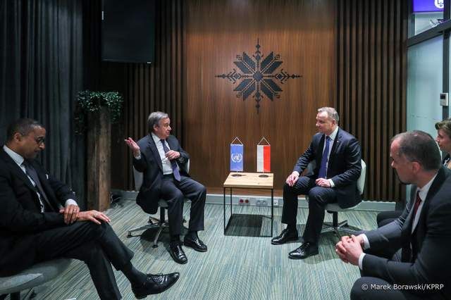 Зустріч президента Польщі Анджея Дуди з генеральним директором ООН Антоніу Гутеррешем