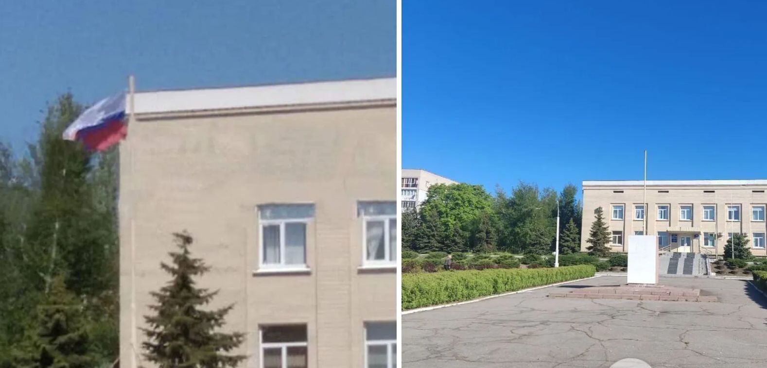 Попри тимчасову окупацію деяких міст на Херсонщині, активісти з проукраїнськими позиціями знімають ворожі прапори з адмінбудівель