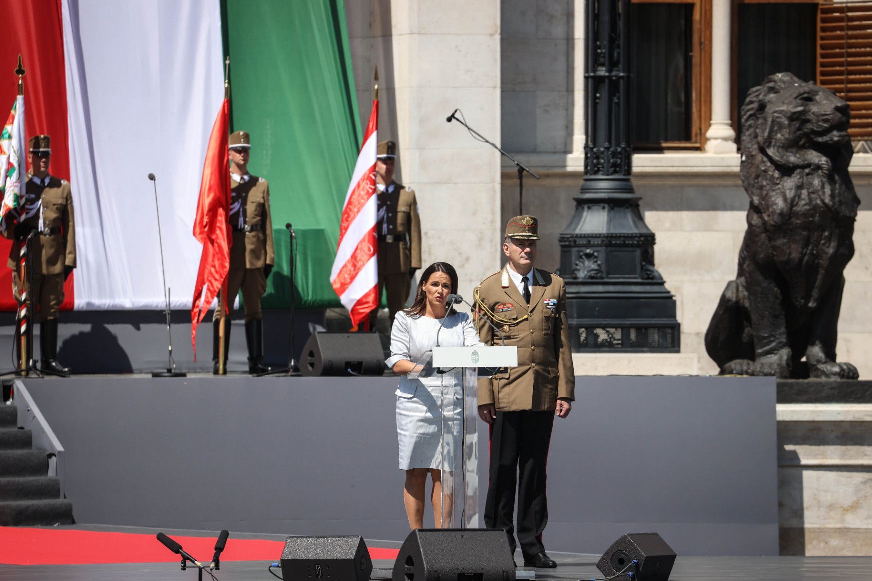 Президентка Угорщини Каталіна Новак під час інавгураційної промови.