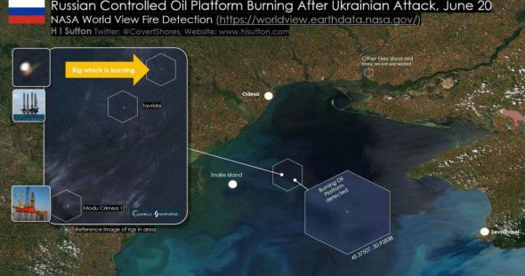Росіяни не можуть загасити пожежу на вежах Чорноморнафтогазу, по яких вчора завдали удару ЗСУ.Рашисти