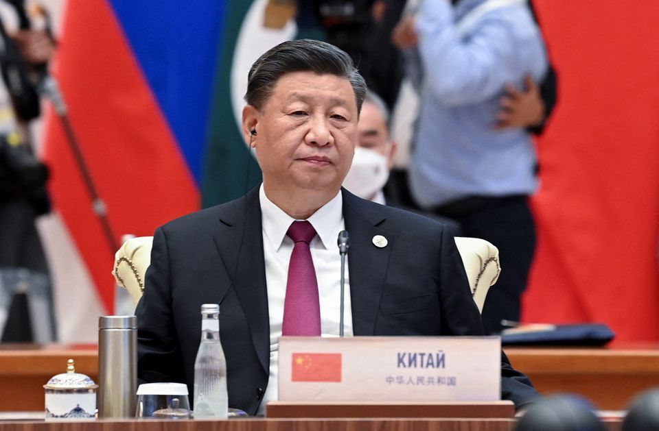 Голова Китаю Сі Цзіньпін бере участь у засіданні Ради глав держав-членів Шанхайської організації співробітництва (ШОС) на саміті в Самарканді, Узбекистан, 16 вересня 2022 р.