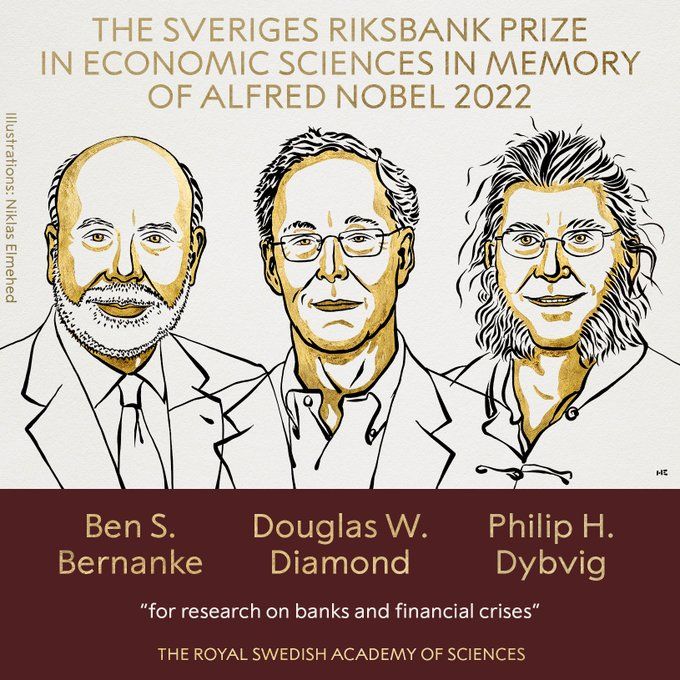 Лауреати Нобелівської премії 2022року з економіки.
