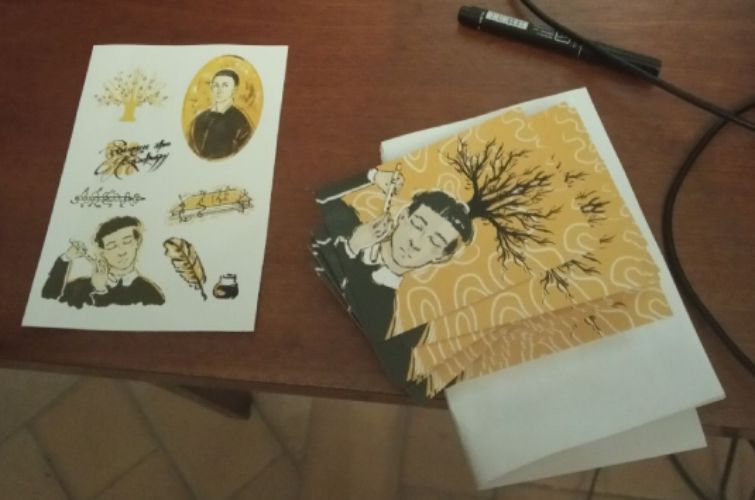 Студенти Києво-Могилянської академії створили листівки і стікери із Григорієм Сковородою.