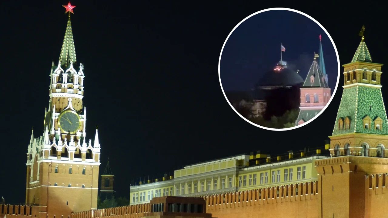 Один з дронів був збитий на підльоті до башти Кремля, після чого запалав дах.