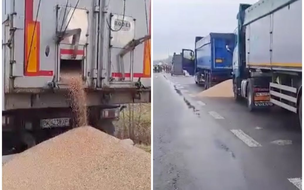 Поліція відкрила справу:  на кордоні поляки висипали зерно з українських фур
