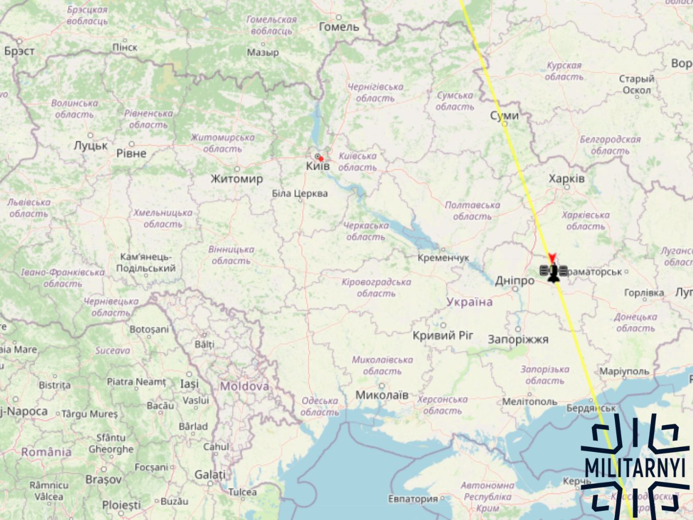 Проліт розвідувального супутника Yaogan 8 над Дніпром, близько 10 години ранку 5 жовтня 2025 року.