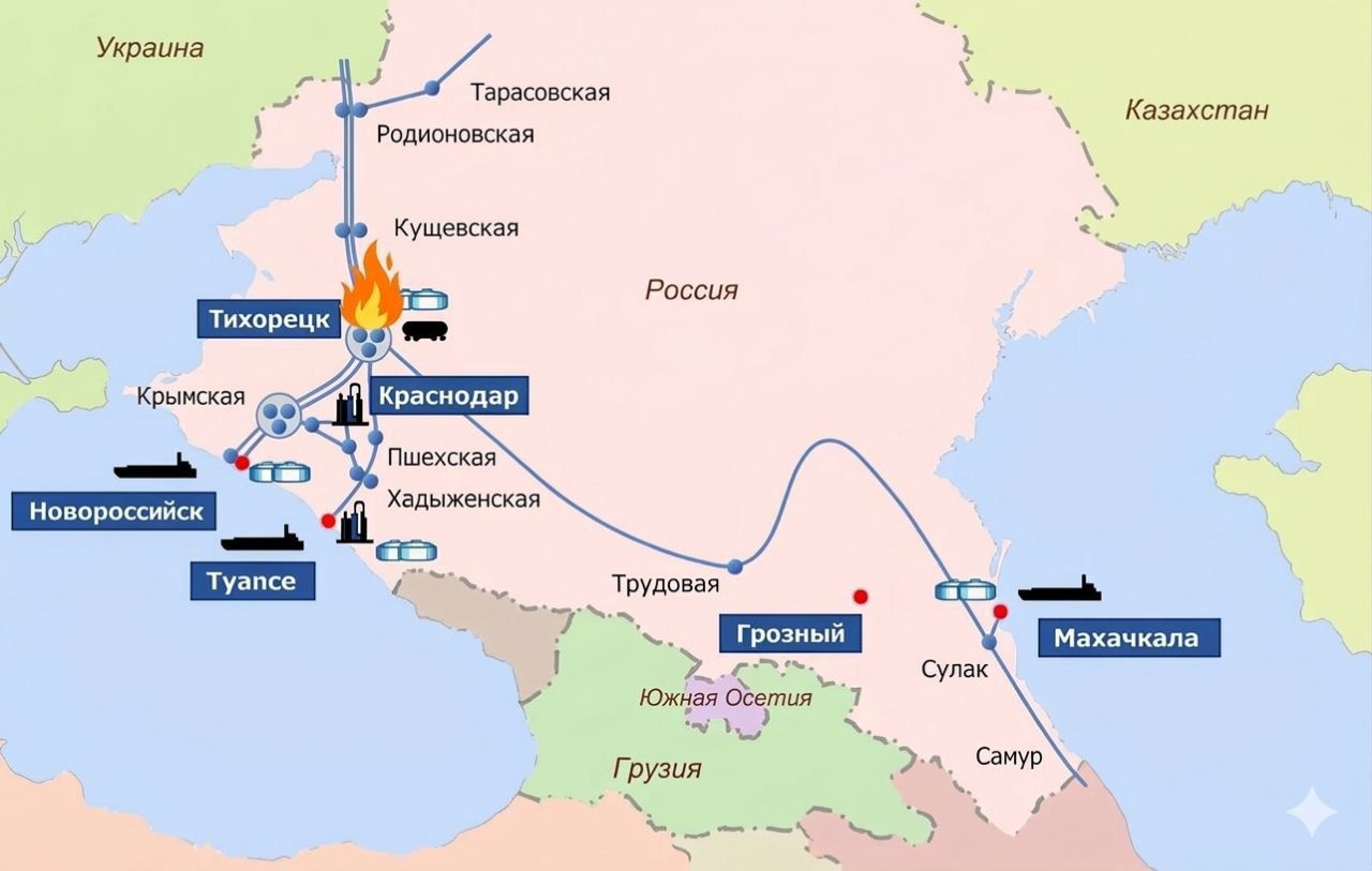 Дрони постаралися: на Краснодарщині палає нафтобаза «Тихорецкая», фото